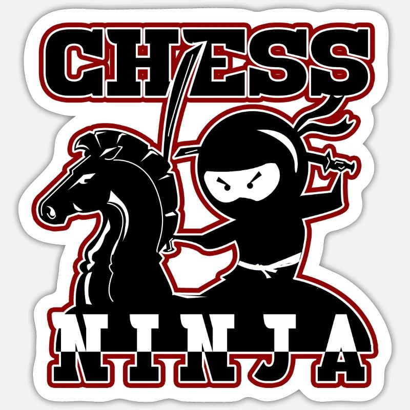 CHESS NINJA der Schach Spieler Ninja - Geschenk - Sticker Größe S (10 x 10 cm) - Mattweiß