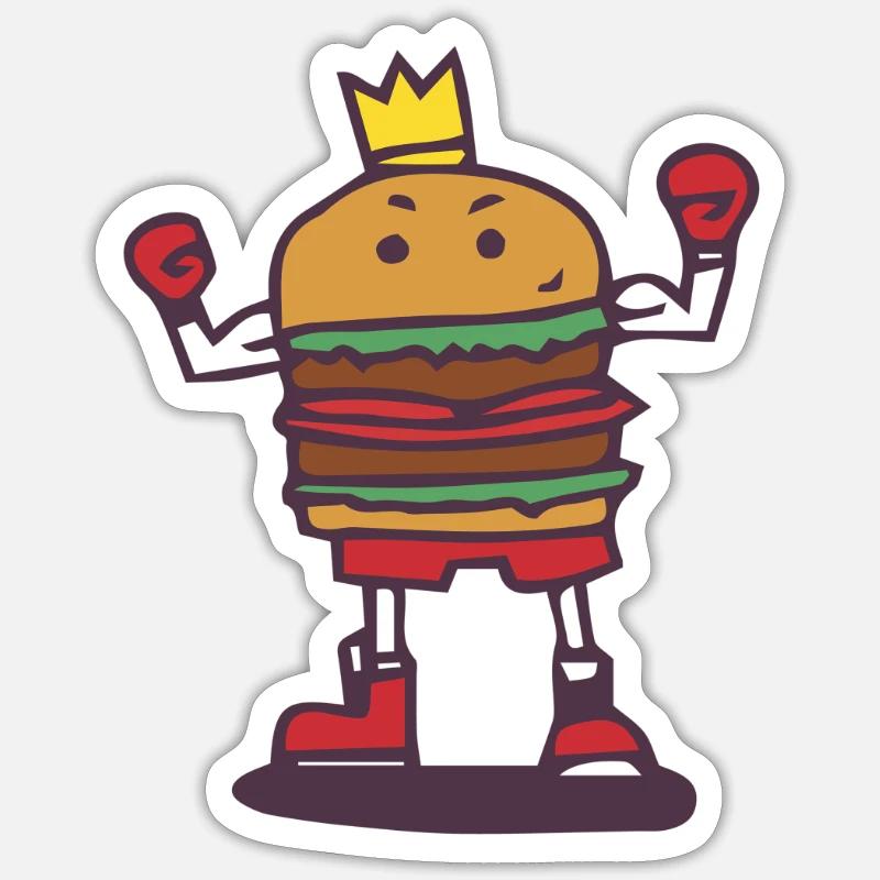 Burger Champion Geschenk Boxen Boxer Ring Sieger - Sticker Größe S (10 x 10 cm) - Mattweiß