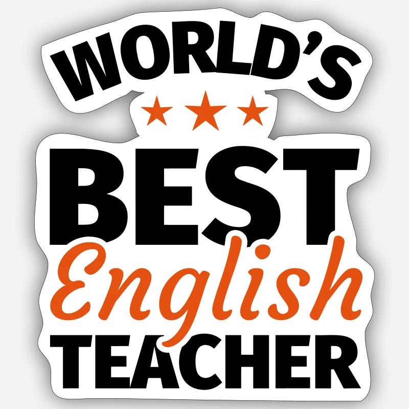Cadeau de professeur d'anglais - Sticker taille S (10 x 10 cm) - blanc mat