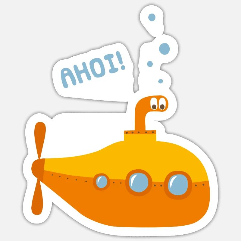 Unterwasser Comic U-Boot Sticker Größe S (10 x 10 cm)