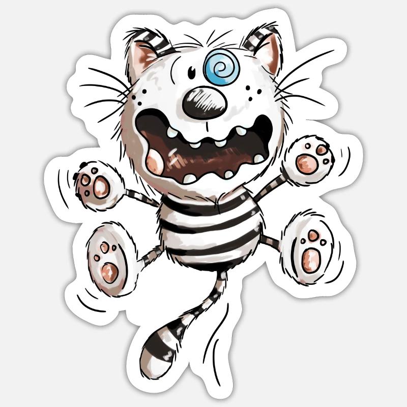 Cat Crazy - Funny Cats - Kitten - -Fun Comic Sticker taille S (10 x 10 cm)