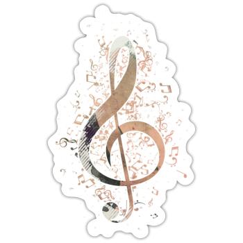 Treble Clef note don d'instruments de musique - Sticker taille S (10 x 10 cm) - blanc mat - Devant