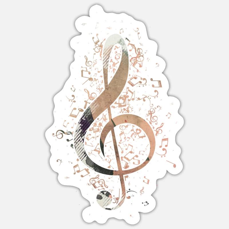 Treble clef notes music instrument gift Sticker size S (10 x 10 cm)