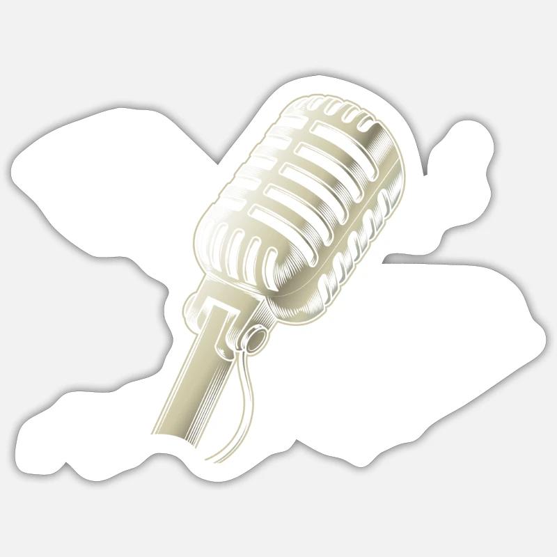 Harmonie cadeau vintage de partitions de microphone - Sticker taille S (10 x 10 cm) - blanc mat