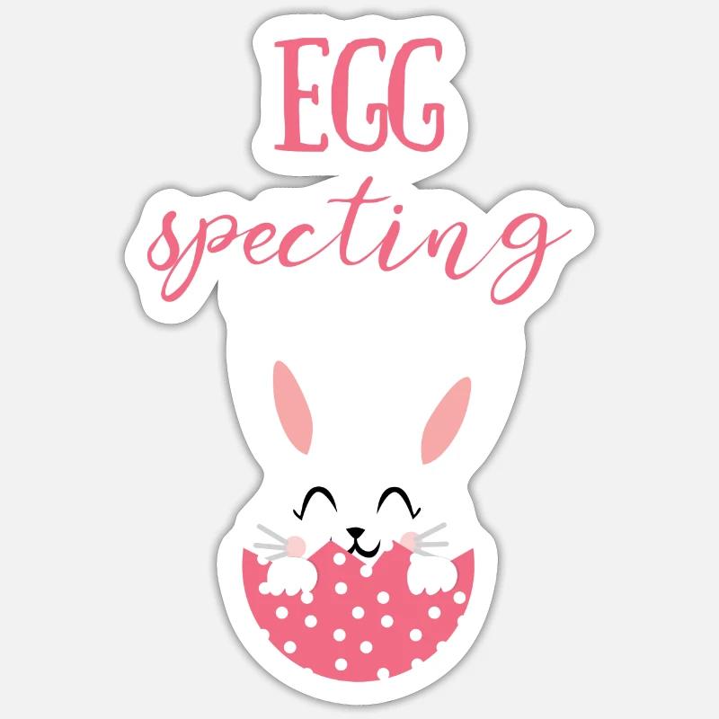 Påske - Easter Bunny - Påske - Sød - Comic - Klistermärke storlek S (10 x 10 cm) - matt vit