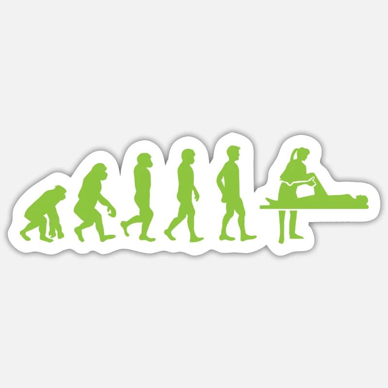 Evolution - kinésithérapeute - Drôle - Cadeau - Sticker taille S (10 x 10 cm) - blanc mat