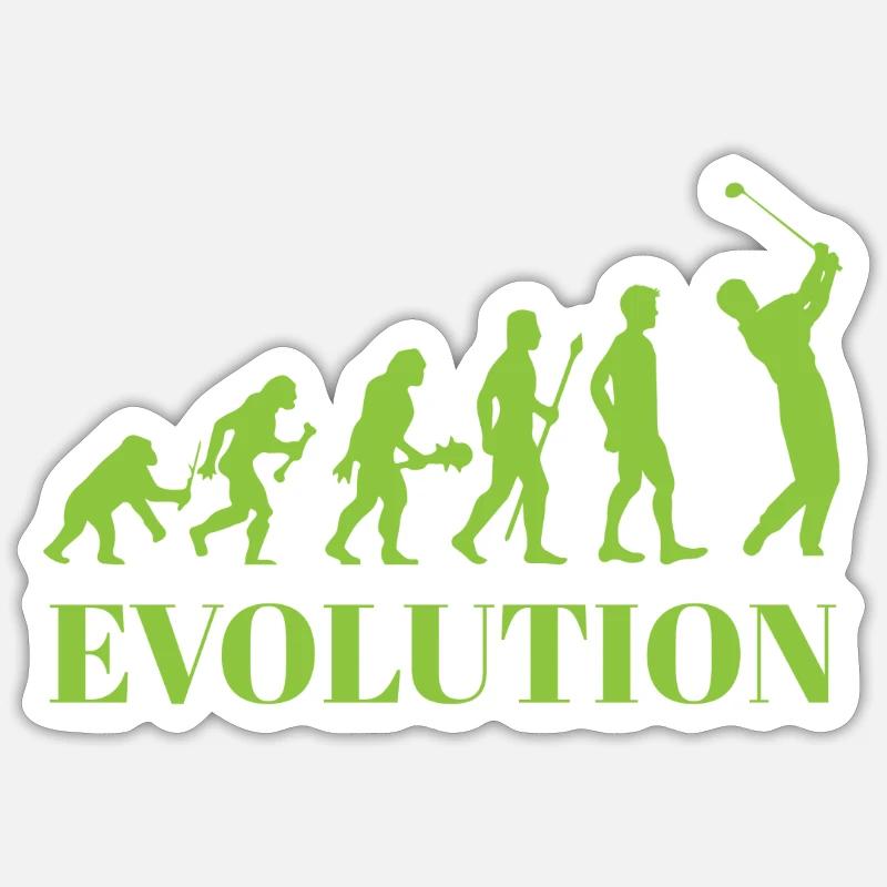 Evolution - Golf - Lustig - Fun - Geschenk - Sticker Größe S (10 x 10 cm) - Mattweiß