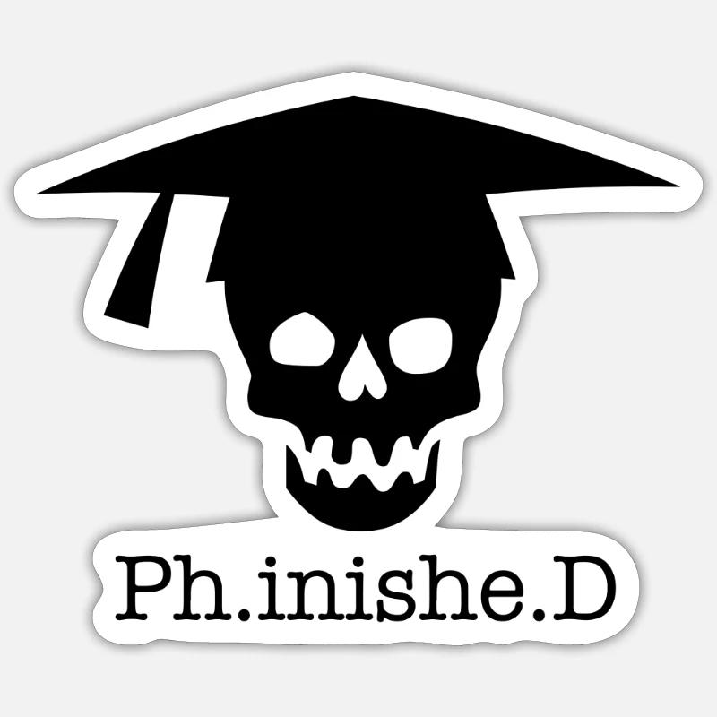 Ph.d. - Sticker størrelse S (10 x 10 cm) - mat hvid