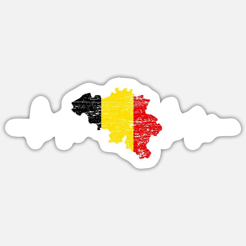 drapeau Belgique - Sticker taille S (10 x 10 cm) - blanc mat