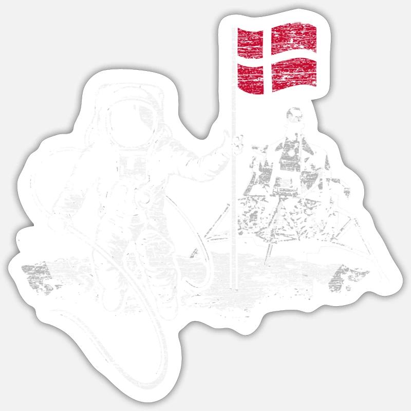 Moon Apollo Denmark - Sticker Größe S (10 x 10 cm) - Mattweiß