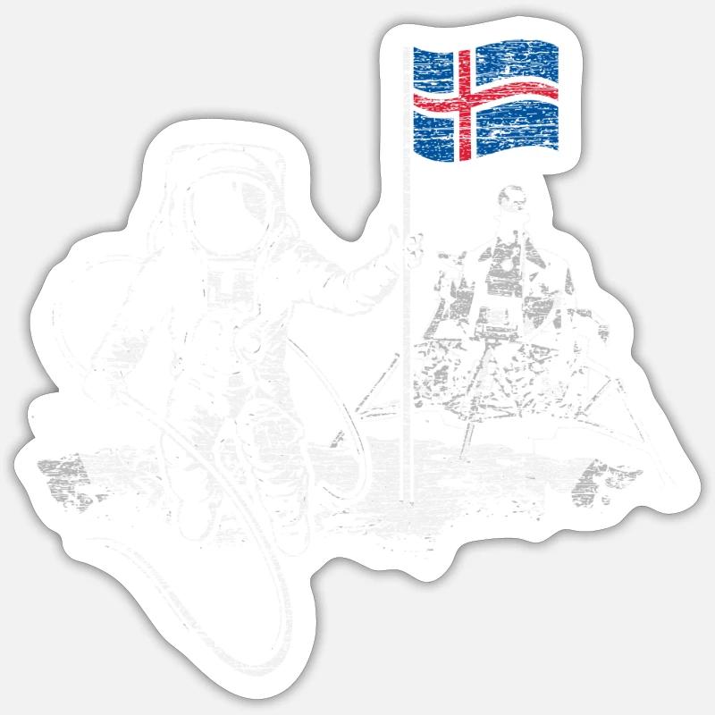 Lune Apollo Islande - Sticker taille S (10 x 10 cm) - blanc mat