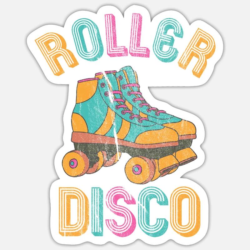 Roller Disco Roller Skate Party 80s Cadeau - Sticker taille S (10 x 10 cm) - blanc mat