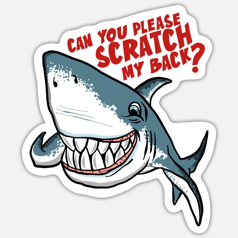 Great White Shark Scratch My Back - Sticker Größe S (10 x 10 cm) - Mattweiß