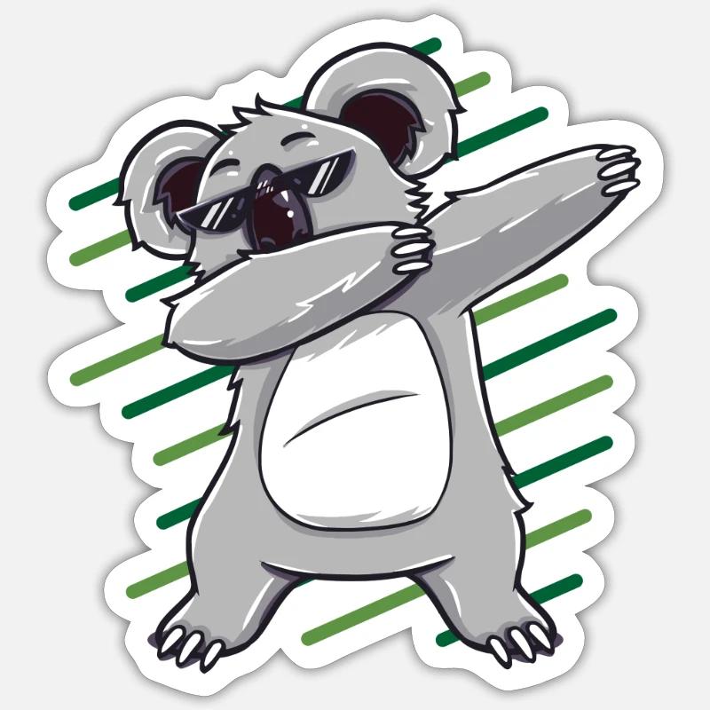 Dabbing dab Koala Bär Dab Geschenk Geburtstag - Sticker Größe S (10 x 10 cm) - Mattweiß