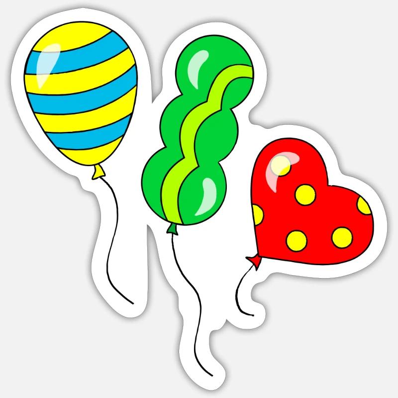 Lustige Luftballons - Sticker Größe S (10 x 10 cm) - Mattweiß