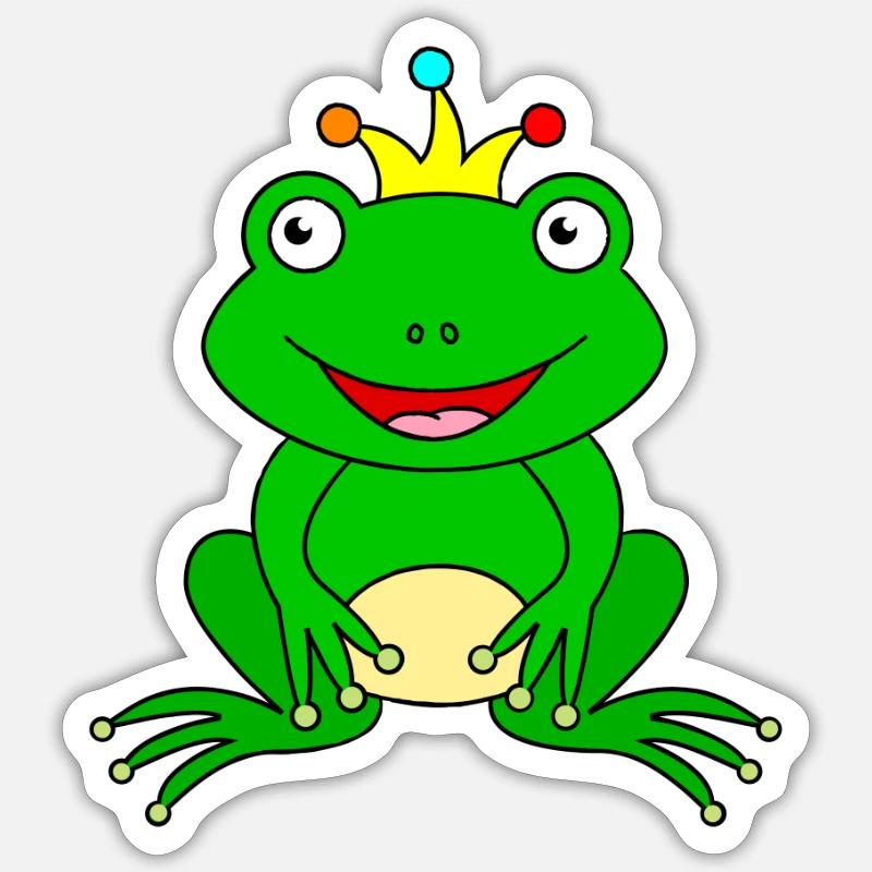 Froschkönig Märchenprinz mit Krone - Sticker Größe S (10 x 10 cm) - Mattweiß