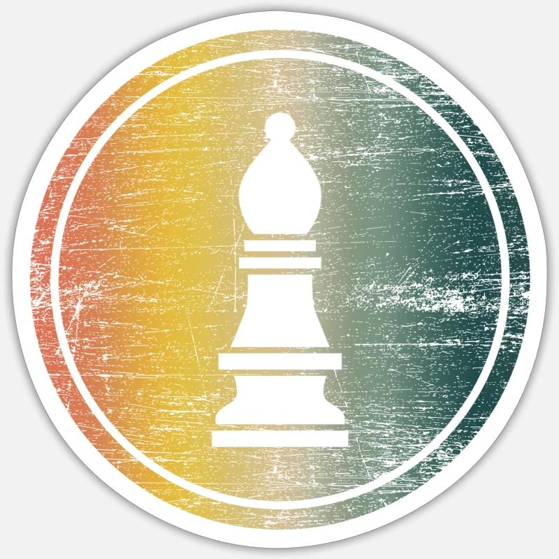 Schach Bauer Läufer Springer Geschenk Idee Nerds - Sticker Größe S (10 x 10 cm) - Mattweiß