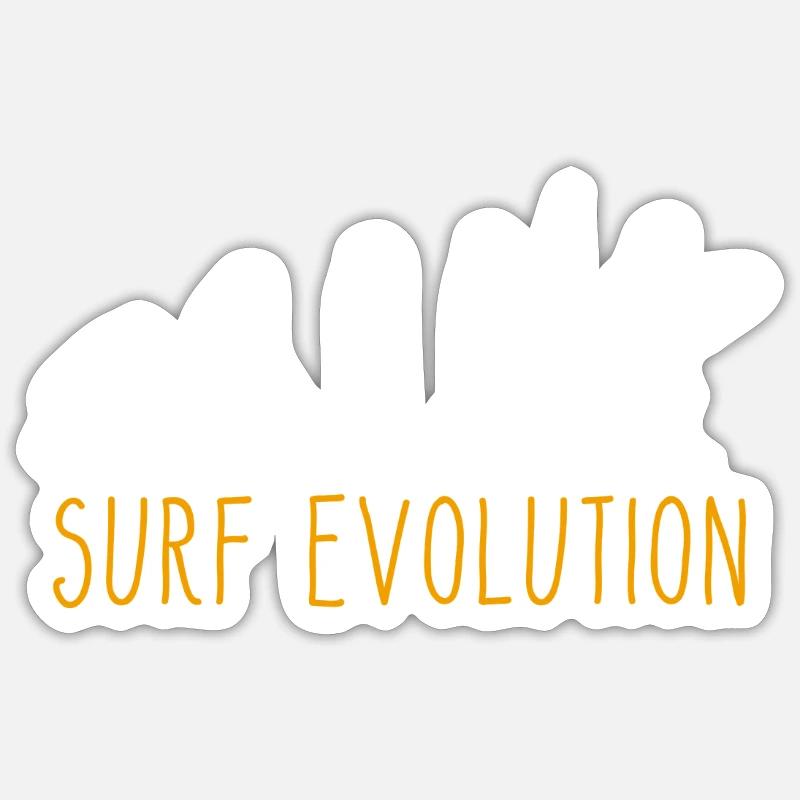 Evolution of Man Surfing - Sticker size S (10 x 10 cm) - white matte