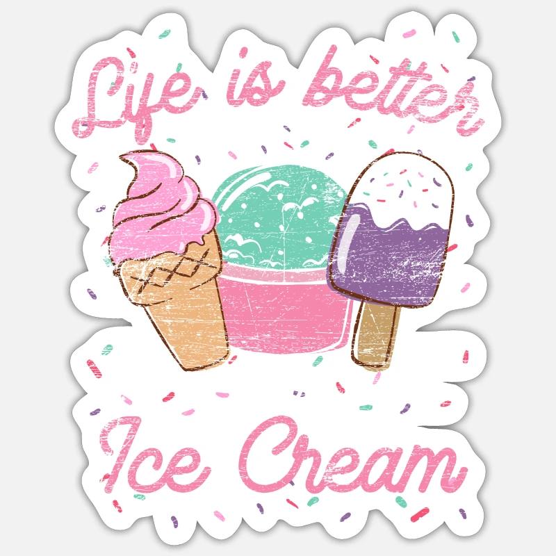 Eiscreme Softeis Wassereis Sonne Sommer Geschenk - Sticker Größe S (10 x 10 cm) - Mattweiß
