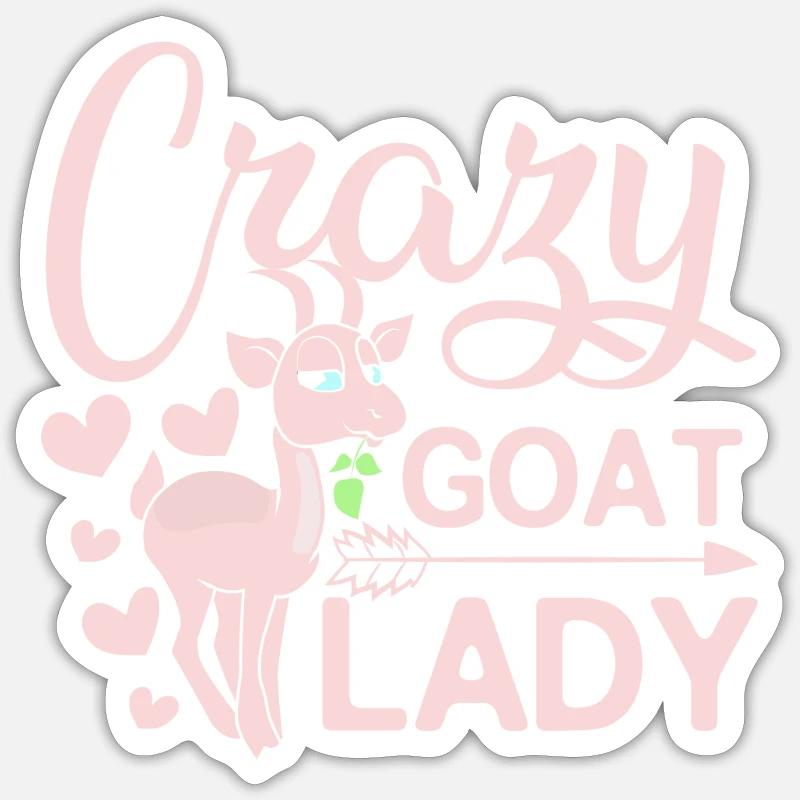 Crazy goat lady - Sticker Größe S (10 x 10 cm) - Mattweiß