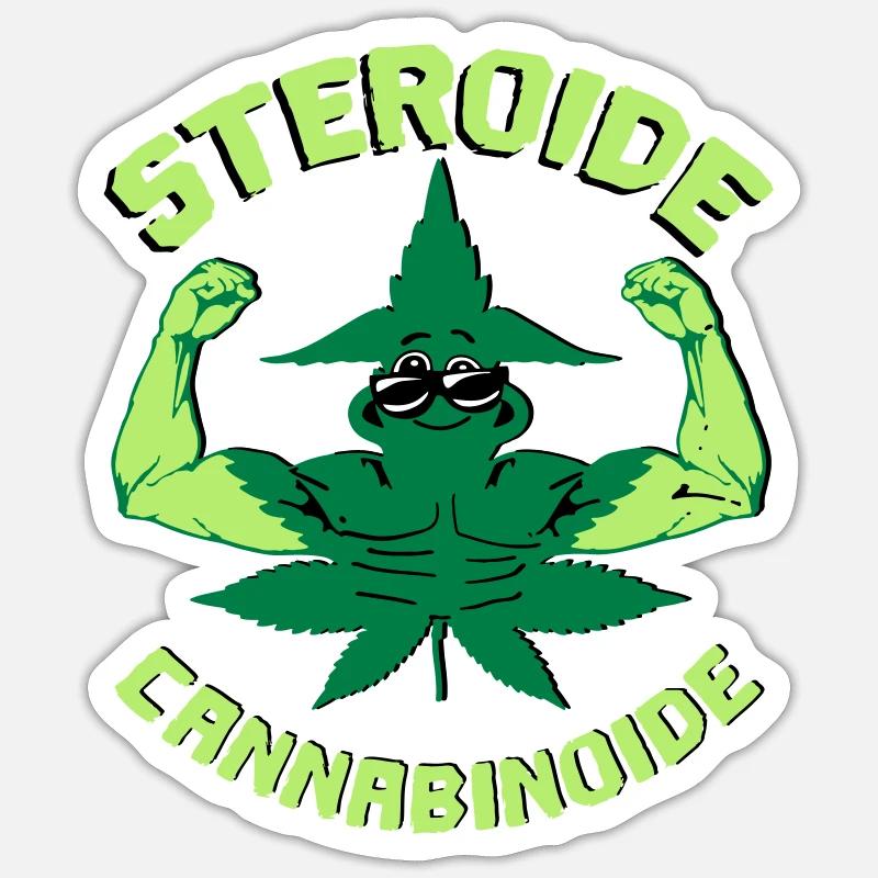 Cannabis Steroid - Sticker Größe S (10 x 10 cm) - Mattweiß
