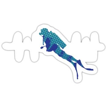 Tauchen - Taucher - Scuba Diving - Herzschlag - Sticker Größe S (10 x 10 cm) - Mattweiß - Vorne