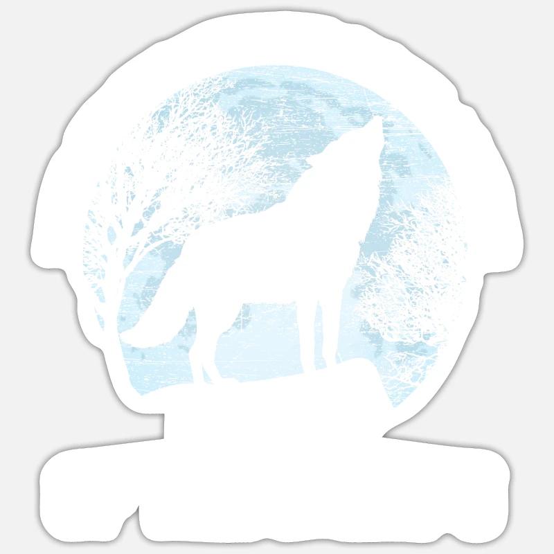 Wolf Silhouette Mist Forest Gift Howling Sticker size S (10 x 10 cm)