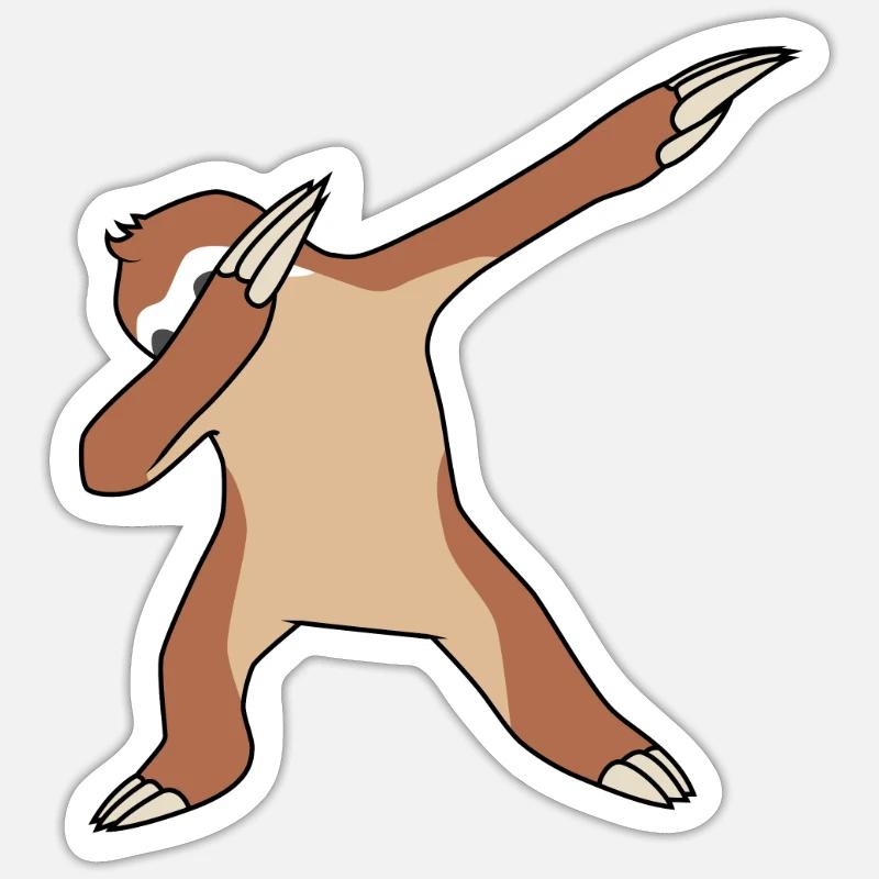 Faultier Dabbing - Sticker Größe S (10 x 10 cm) - Mattweiß