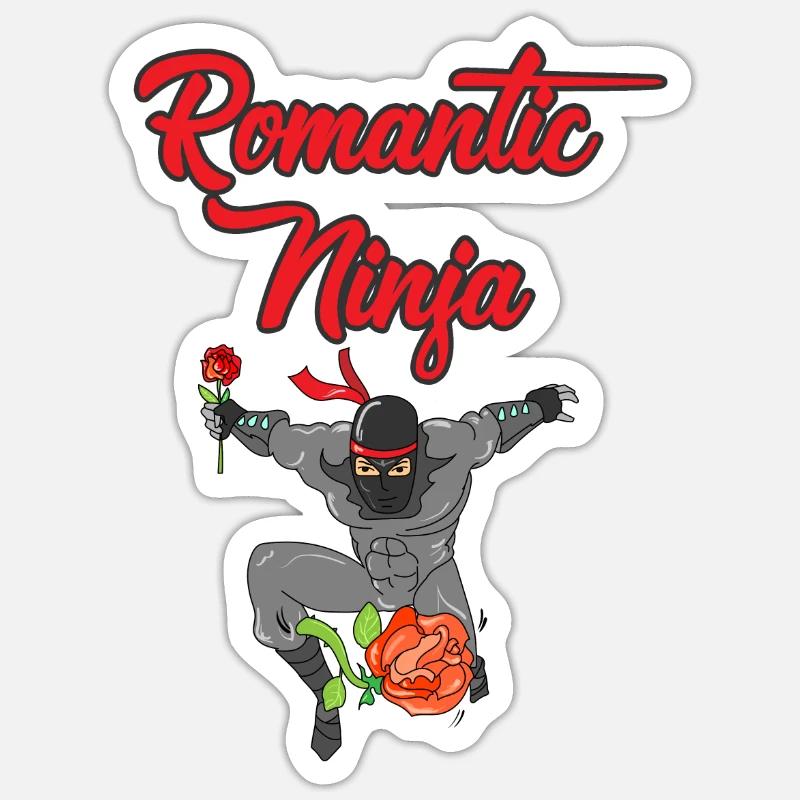 Romantic Ninja - Sticker Größe S (10 x 10 cm) - Mattweiß