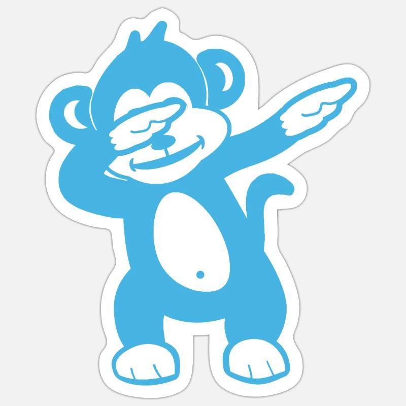 Blue Monkey Maskottchen – Verspieltes Design Sticker Größe S (10 x 10 cm)