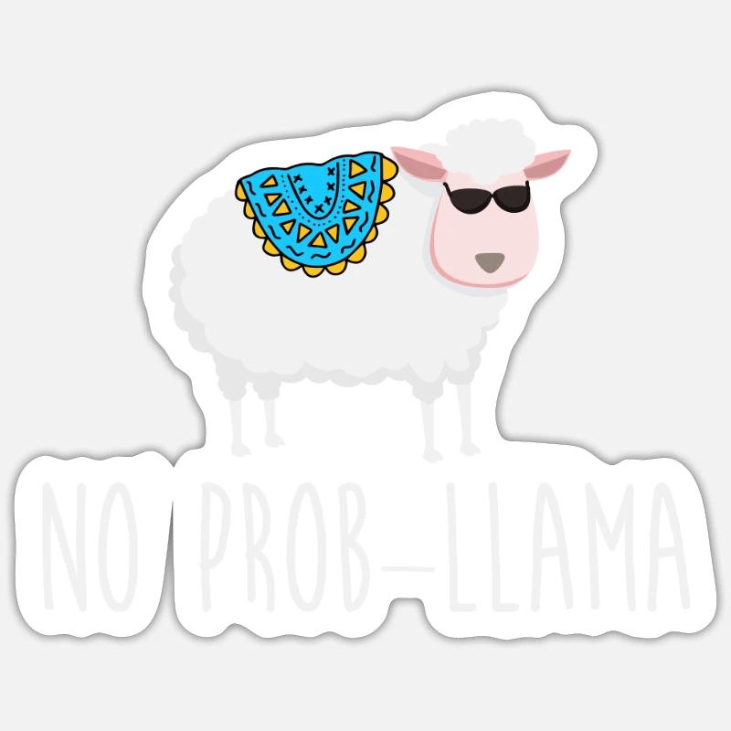 No Prob LLama - Sticker taille S (10 x 10 cm) - blanc mat