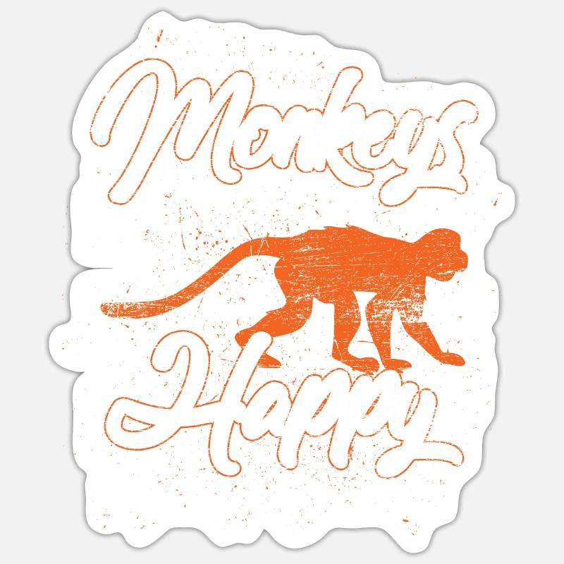 Affen machen mich glücklich Tier Geschenk Idee - Sticker Größe S (10 x 10 cm) - Mattweiß
