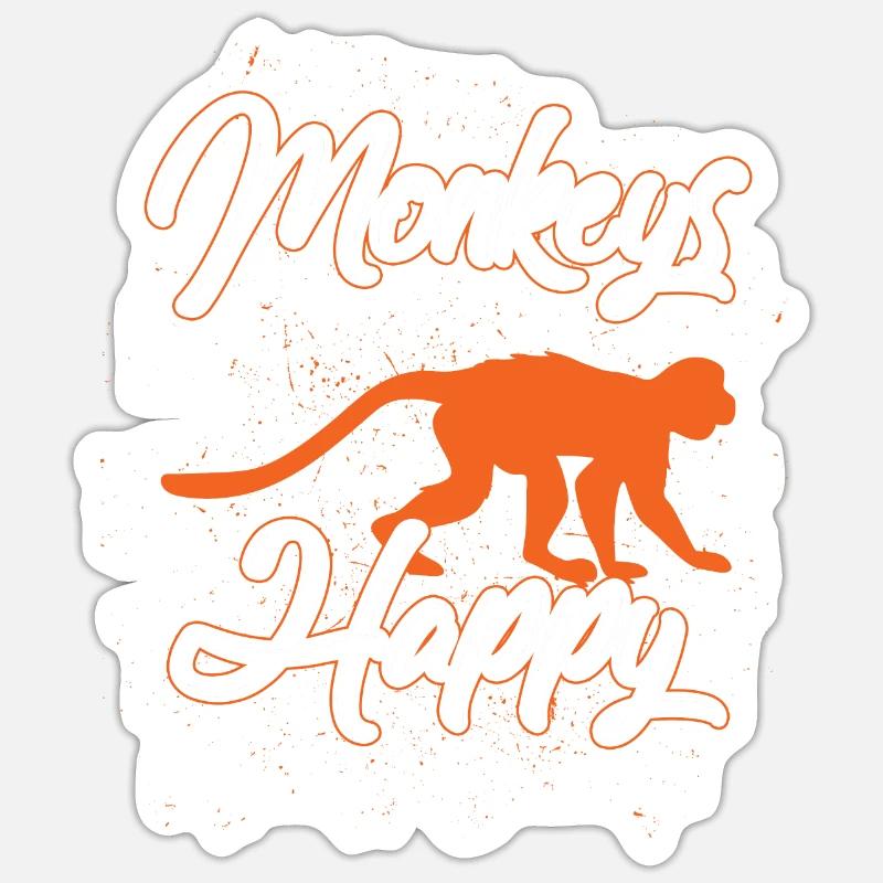 Affen machen mich glücklich Tier Geschenk Idee - Sticker Größe S (10 x 10 cm) - Mattweiß