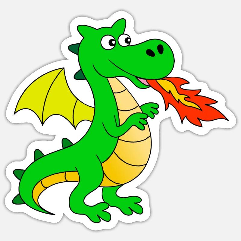 Dragon cracheur de feu - Sticker taille S (10 x 10 cm) - blanc mat