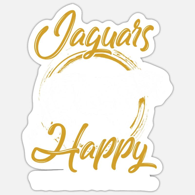 Jaguar machen mich glücklich Tier Geschenkidee - Sticker Größe S (10 x 10 cm) - Mattweiß