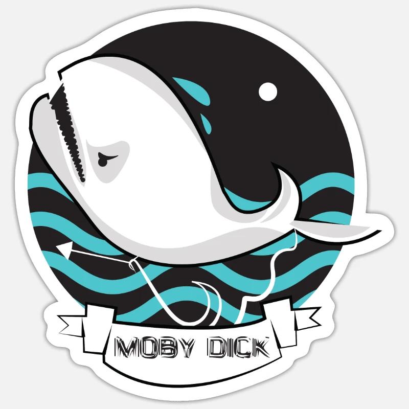 Moby Dick - Klistremerke størrelse S (10 x 10 cm) - matt hvit