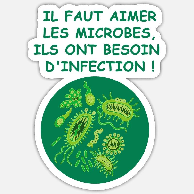 Les microbes - Sticker taille S (10 x 10 cm) - blanc mat