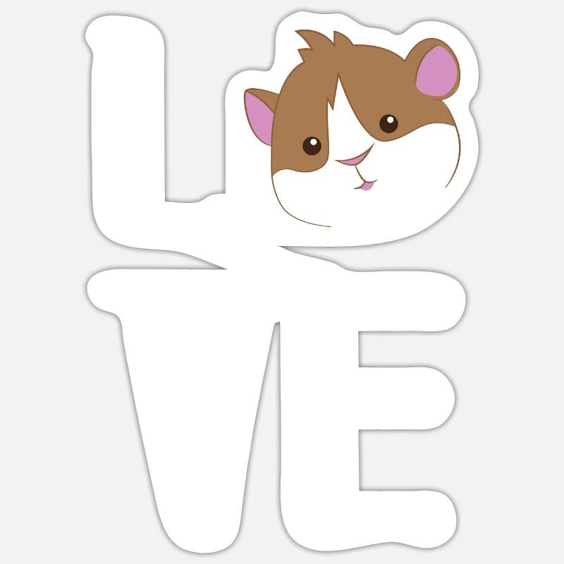 Cochon d'Inde - Cochon d'Inde - Amour - Sticker taille S (10 x 10 cm) - blanc mat