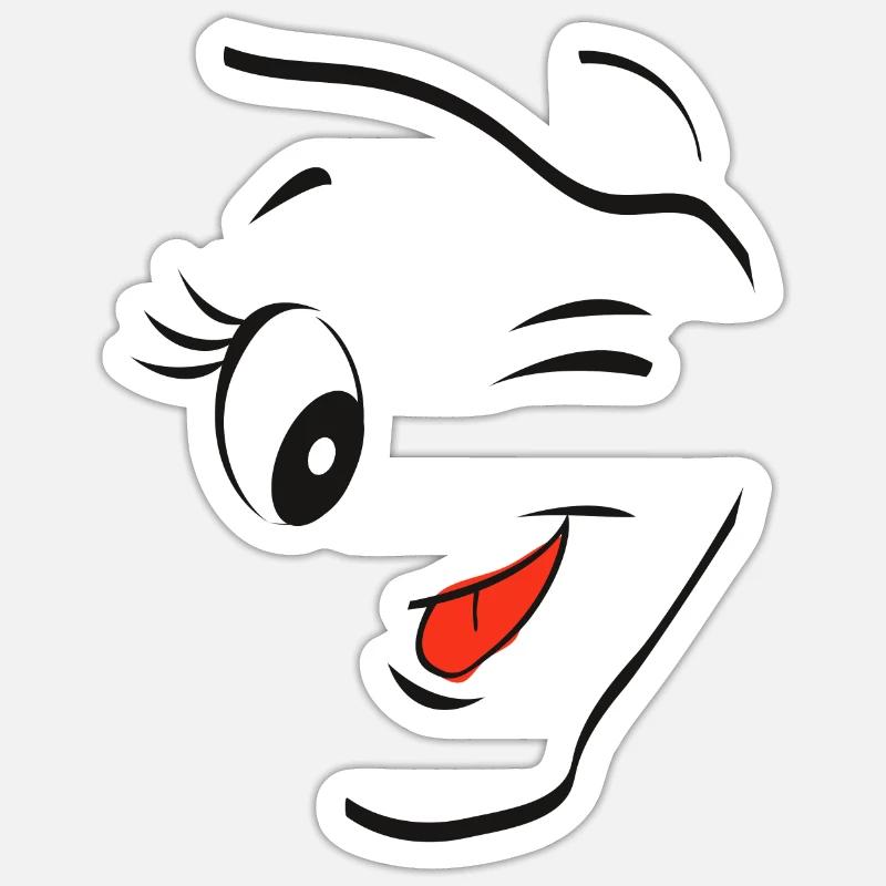 Zwinker Smiley - Sticker Größe S (10 x 10 cm) - Mattweiß