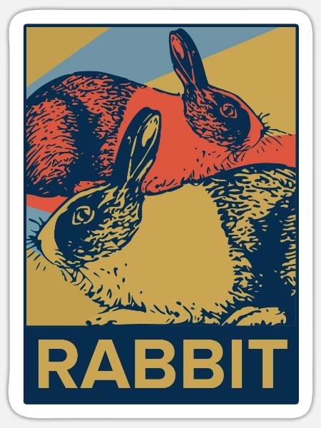 Hase Ohr Pop Art Geschenk Ostern Tier Spaß hüpfen - Sticker Größe S (10 x 10 cm) - Mattweiß