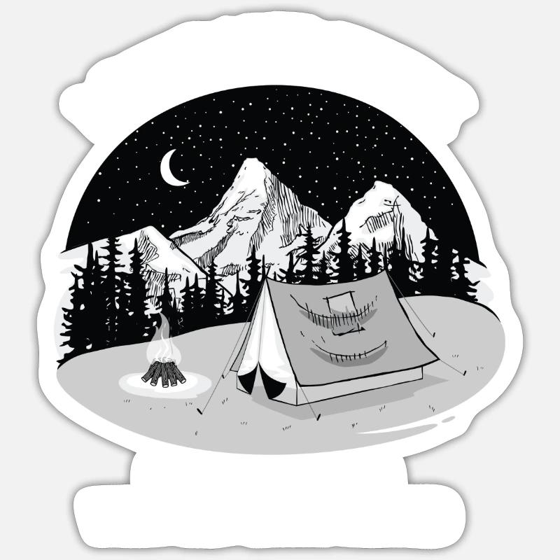 I Don't Hate People...Mountains, Camping, Campfire - Sticker taille S (10 x 10 cm) - blanc mat