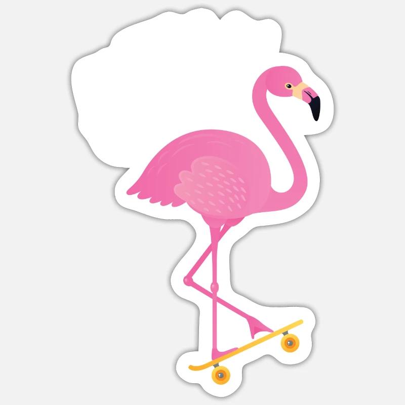Zero Flocks Given . Flamingo With Skateboard Sticker Größe S (10 x 10 cm)