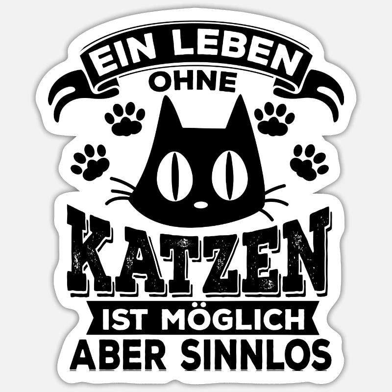 Chat ronronner chat miau - Sticker taille S (10 x 10 cm) - blanc mat
