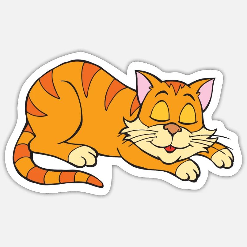 Chat - chat endormi - Sticker taille S (10 x 10 cm) - blanc mat