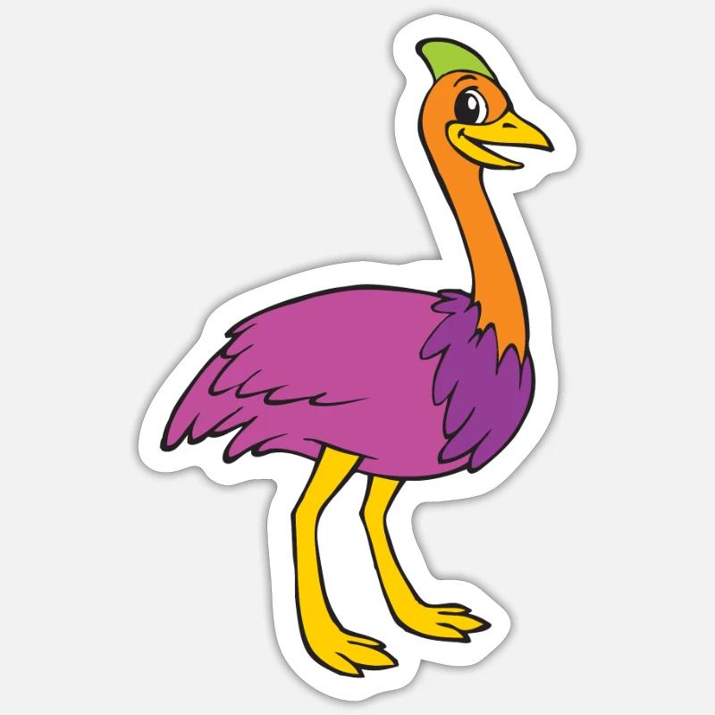 Oiseau d'autruche - Sticker taille S (10 x 10 cm) - blanc mat