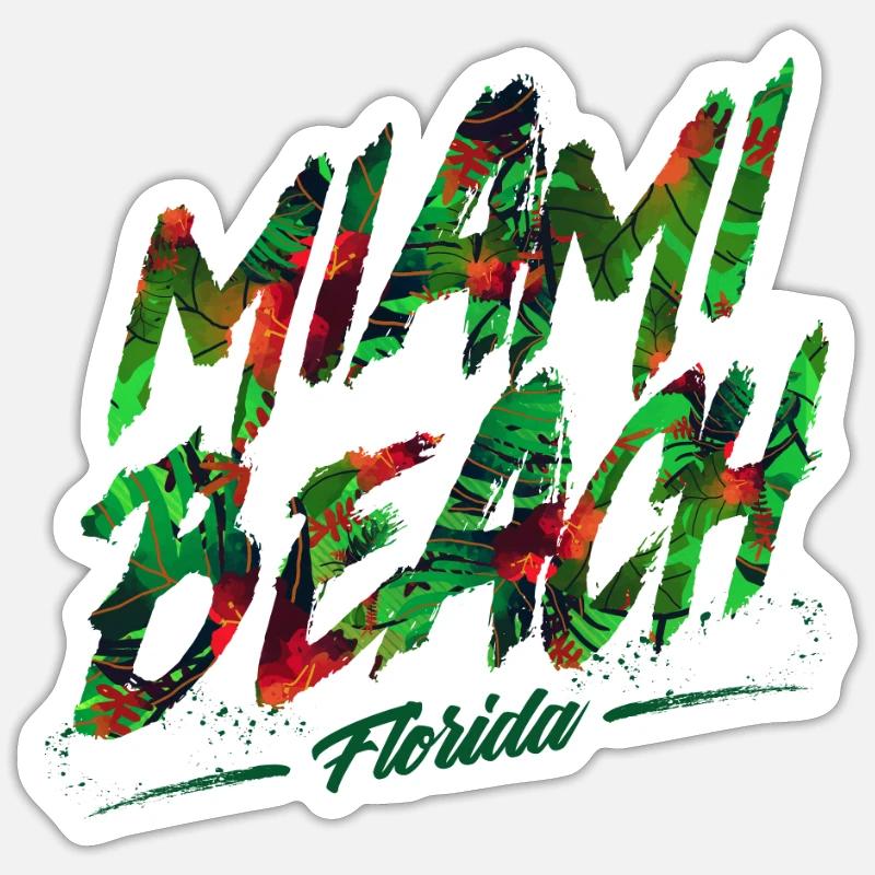 Miami Beach Floride - Sticker taille S (10 x 10 cm) - blanc mat