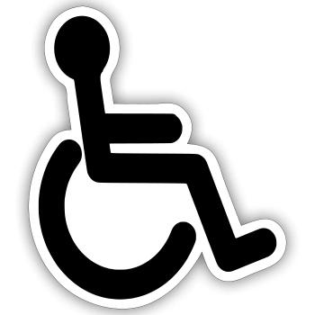 Grundlegendes Rollstuhlsymbol # - Sticker Größe S (10 x 10 cm) - Mattweiß - Vorne