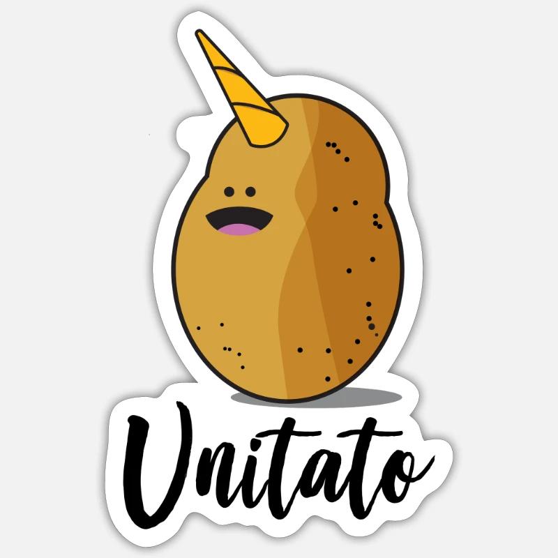 Unicorn Potato Unitato - Sticker formato S (10 x 10 cm) - bianco opaco