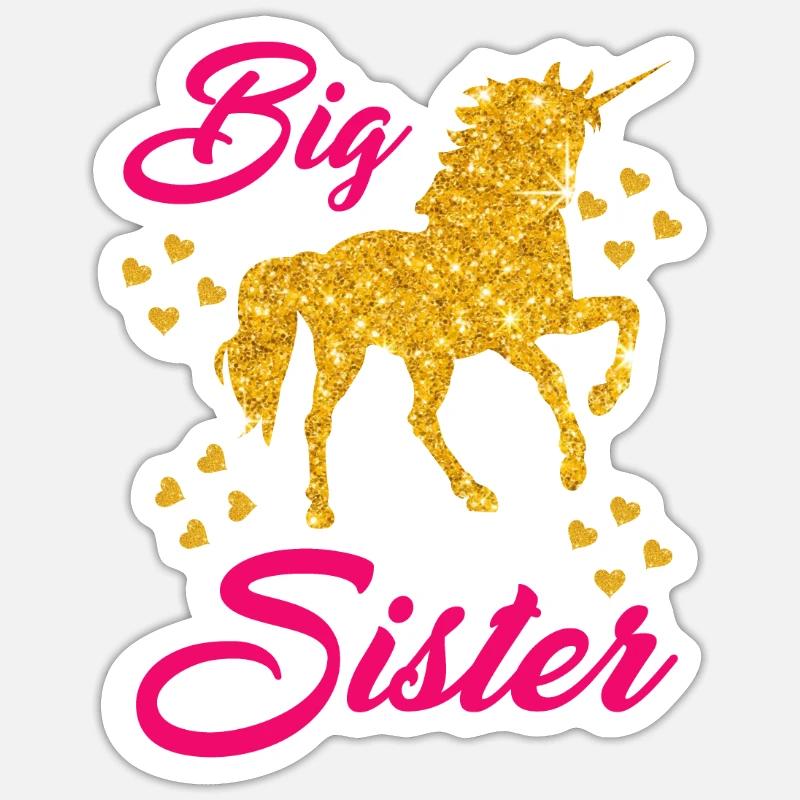 Ich bin ein große Schwester Einhorn Stil - Sticker Größe S (10 x 10 cm) - Mattweiß