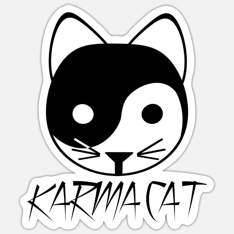 Karma Katze Ying Yang Geschenk Kätzchen Nirvana - Sticker Größe S (10 x 10 cm) - Mattweiß